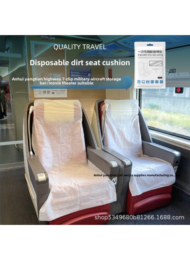Generic Disposable Non-woven Fabric Protective Cushion Travel Bacteria Isolation Dirty Cushion Aircraft Seat Cover High-speed Train Car Seat Cover-Color:Cushion Cover + 1 Pair Of Armrest Covers  - Image 1