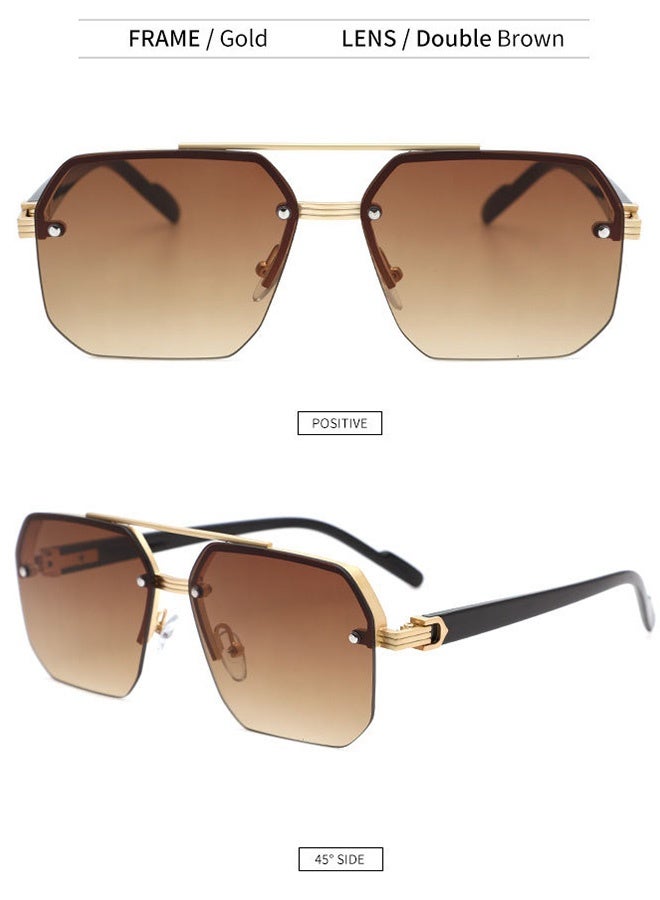 Aviator Men's Sunglasses Men Women High-Quality Metal Sturdy Semi Frame Sunglasses for Women Men Sun Glassess Accessories Eye UV400 Protection Shades for Driving Outdoor - Image 2