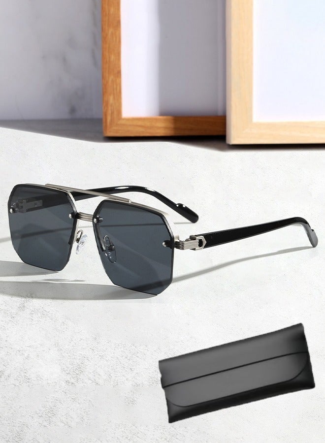 Aviator Men's Sunglasses Men Women High-Quality Metal Sturdy Semi Frame Sunglasses for Women Men Sun Glassess Accessories Eye UV400 Protection Shades for Driving Outdoor - Image 3
