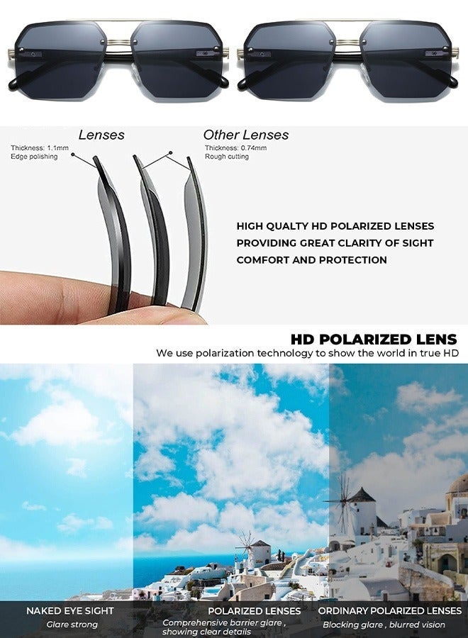 Aviator Men's Sunglasses Men Women High-Quality Metal Sturdy Semi Frame Sunglasses for Women Men Sun Glassess Accessories Eye UV400 Protection Shades for Driving Outdoor - Image 5