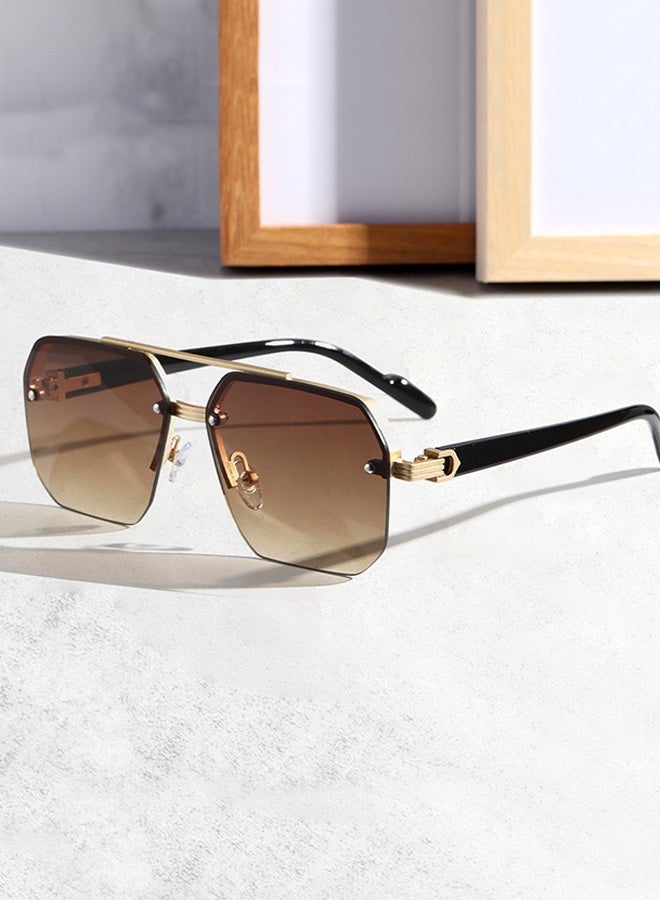 Aviator Men's Sunglasses Men Women High-Quality Metal Sturdy Semi Frame Sunglasses for Women Men Sun Glassess Accessories Eye UV400 Protection Shades for Driving Outdoor - Image 1