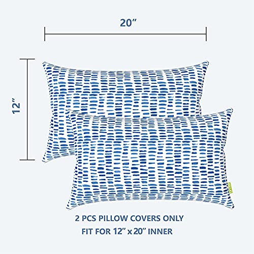 LVTXIII Outdoor Lumbar Pillow Covers ONLY, Patio Decorative, Fluffy Fade-Resistant Cushion Cases for Home Balcony and Garden, 12x20 Inch, Pack of 2, Pebble Blue - Image 2