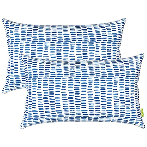 LVTXIII Outdoor Lumbar Pillow Covers ONLY, Patio Decorative, Fluffy Fade-Resistant Cushion Cases for Home Balcony and Garden, 12x20 Inch, Pack of 2, Pebble Blue - Image 1