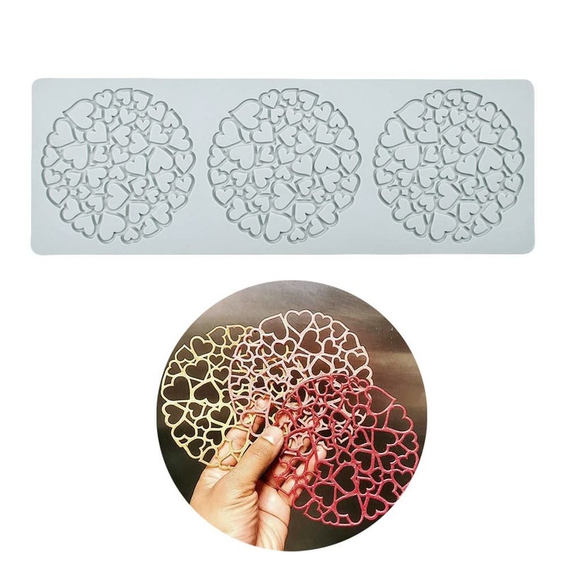 TUKE Hollow Leaf Silicone Molds Lover Heart Chocolate Molds Geometry 3D Silicone Mould Chocolate Candy Leaf Mold Sugar Craft Cake Decoration Cupcake Top (N_Heart_14.4 * 5 * 0.12inch) - Image 1