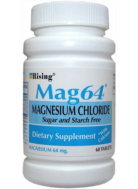 60 Count, Rising Mag64 Magnesium Chloride with Calcium Tablets