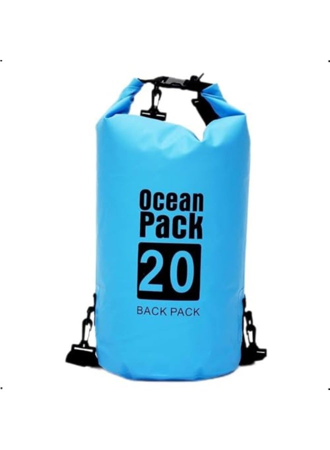أوشن باك حقيبة جافة مقاومة للماء، حقيبة ظهر جافة مقاومة للماء سعة 20 لتر للنساء والرجال، حقيبة ظهر جافة عائمة، حقيبة قابلة للطي تحافظ على المعدات جافة أثناء التجديف، والتجديف، وركوب القوارب، والسباحة، والتخييم، والمشي لمسافات طويلة، والشاطئ. - Image 1