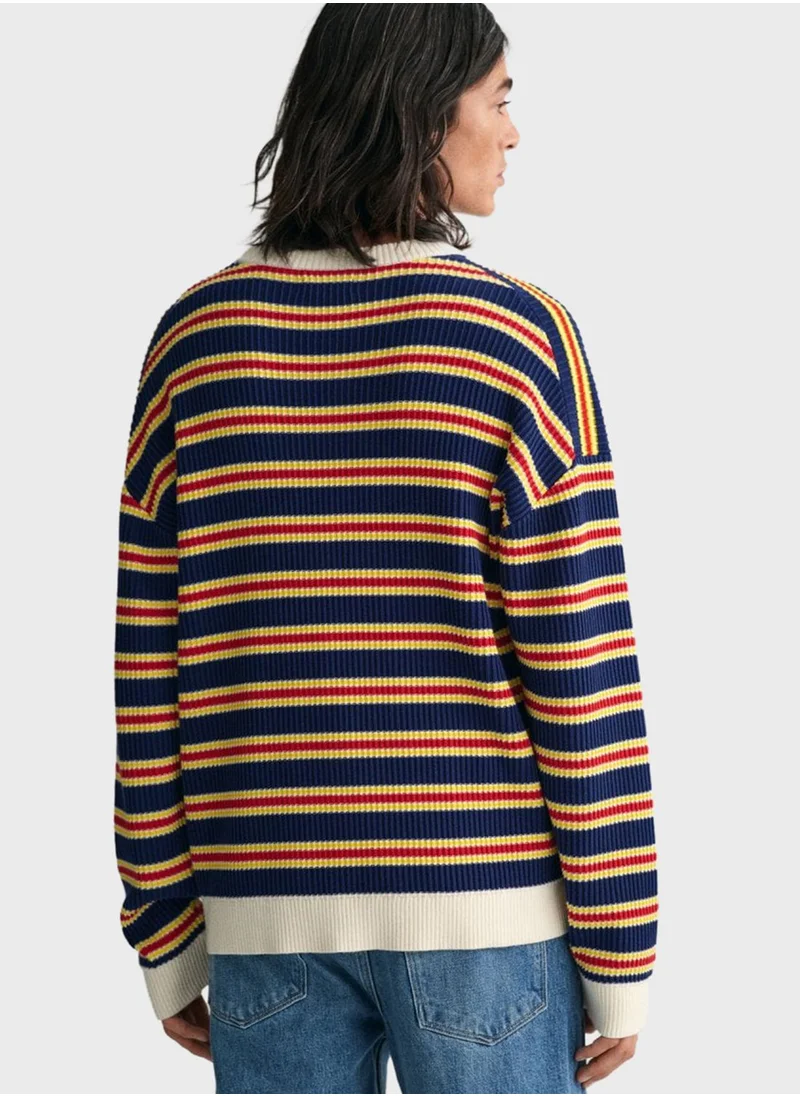 GANT Multi Striped Round Neck Sweater