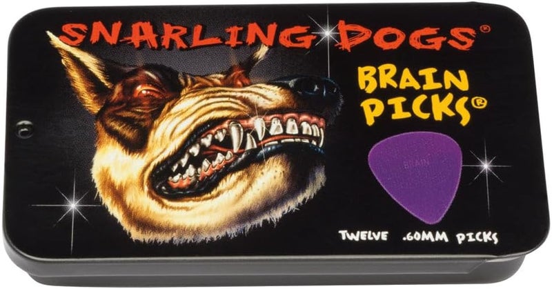 D'Andrea Snarling Dog Brain Nylon Guitar Picks 12 Pack with Tin Box - Purple, 0.60mm