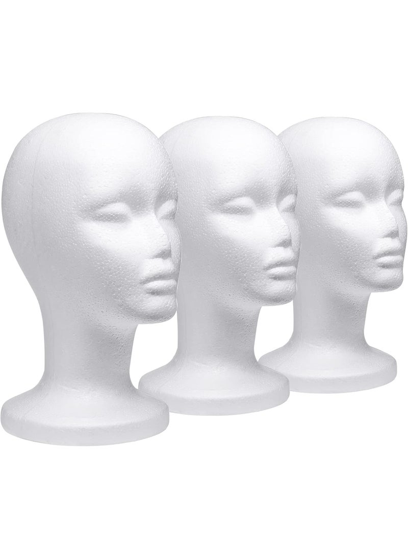 Foraineam Foraineam 3 Pack 12 Inch Foam Head Female Foam Wig Head Mannequin Manikin Cosmetics Model Display Holder Hats Glasses Hairpieces Stand 