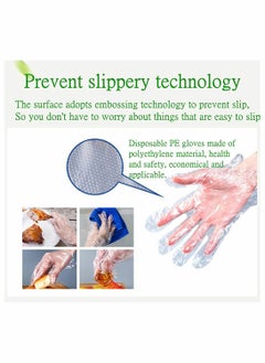KASTWAVE Disposable Plastic Gloves, KASTWAVE Plastic Food Safe Disposable Gloves, Polyethylene Clear Work Gloves(500 PCS)  - Image 2
