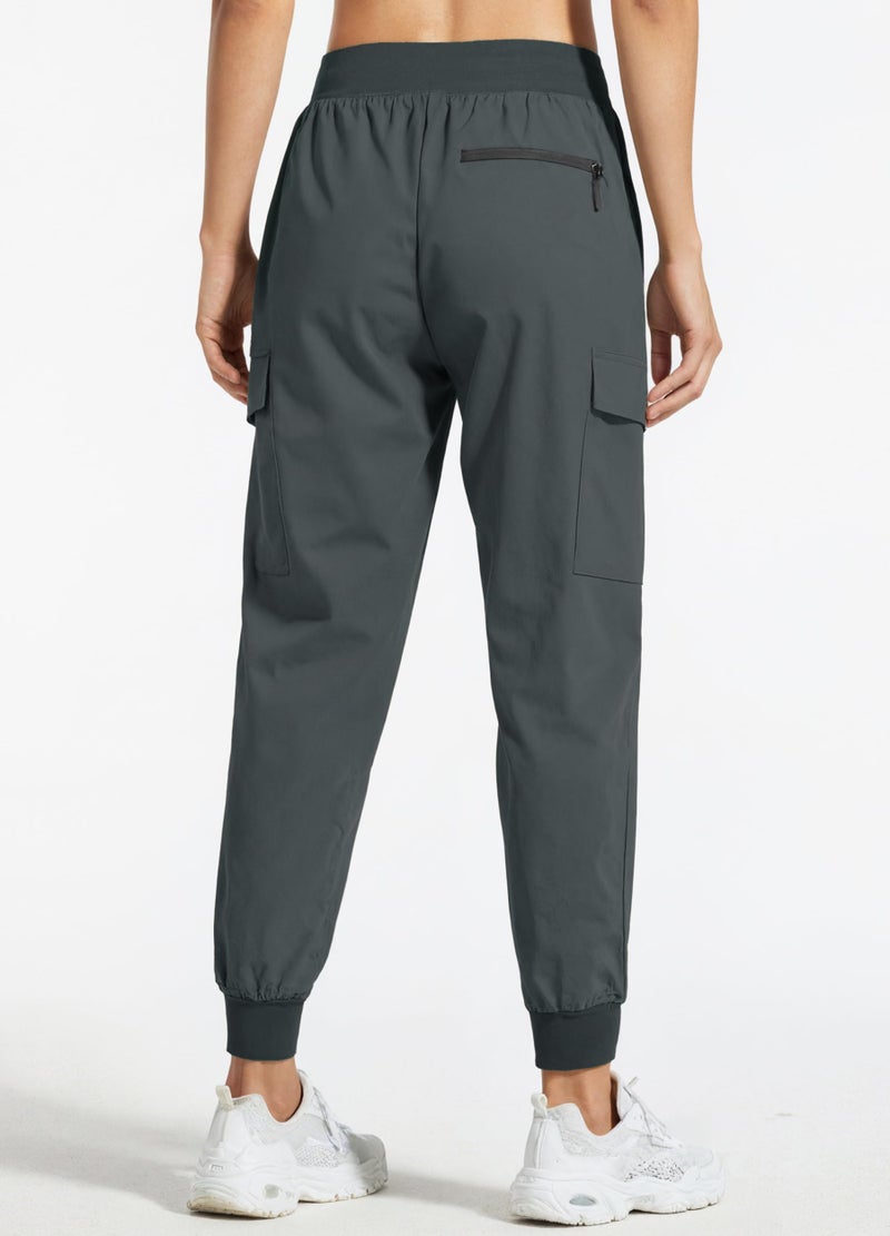 Libin Women's Cargo Joggers Lightweight Quick Dry Hiking Pants Athletic Lounge Casual Travel Petite, Steel Gray L - Image 3