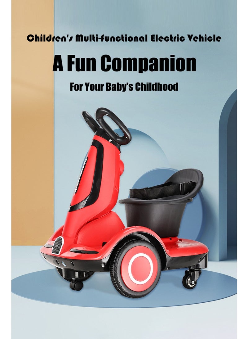 Bolivia's Multi-function Electric Scooter for Children, Four-Wheel Electric Scooter with Double Drive, Music and Light, UK Plug, Electric Scooter for 1-7 Years Kids Boys Girls - Image 3