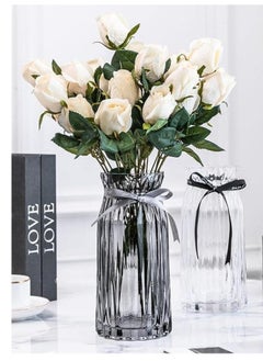 HOME TASTE TOMSUN Modern Large Clear Glass Vases Flower Vase for Desktop Decoration  - Image 2