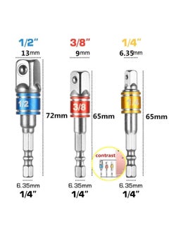 A AND S Tools A AND S TOOLS Regatic Impact Grade Socket AdapterExtension Set Turns Power Drill Into High Speed Nut Driver14Inch Hex Shank to Drive for Adapters Use with Chucks Sizes 14 38 12 CrV  - Image 2