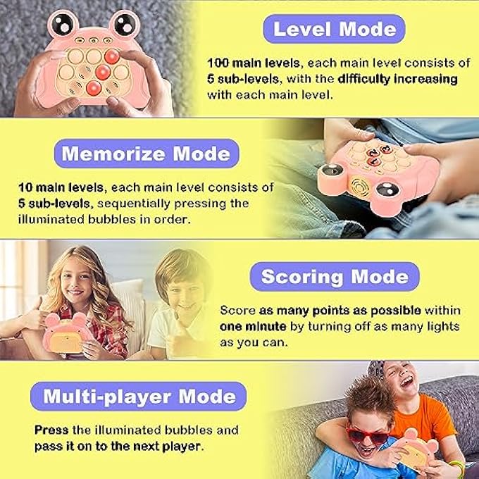 HDCARAVAN 2023 UPGRADED HANDHELD QUICK PUSH GAME FOR KIDS 6-12, SENSORY FIDGET TOYS FOR KIDS 8-12, PARTY FAVORS PUZZLE POP BUBBLES BIRTHDAY GIFTS FOR 6 7 8 9 YEAR OLD BOYS GIRLS TEENS ADULTS - PINK - Image 2