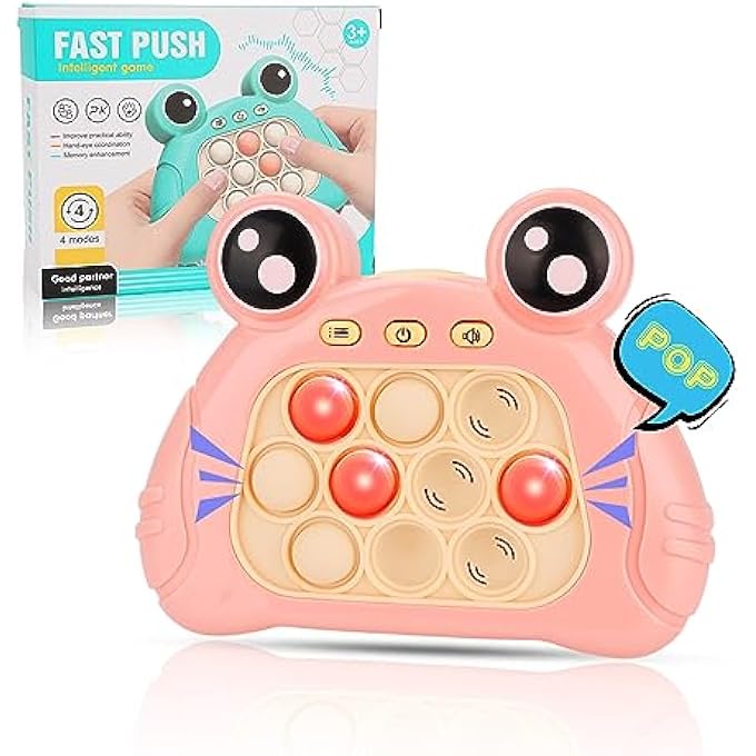 HDCARAVAN 2023 UPGRADED HANDHELD QUICK PUSH GAME FOR KIDS 6-12, SENSORY FIDGET TOYS FOR KIDS 8-12, PARTY FAVORS PUZZLE POP BUBBLES BIRTHDAY GIFTS FOR 6 7 8 9 YEAR OLD BOYS GIRLS TEENS ADULTS - PINK - Image 1