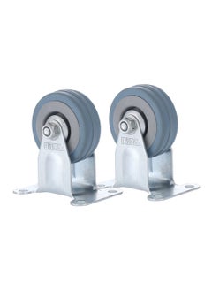 BMB tools 2-Piece 75mm Grey Rubber Caster - Rigid - Plate  - Image 1