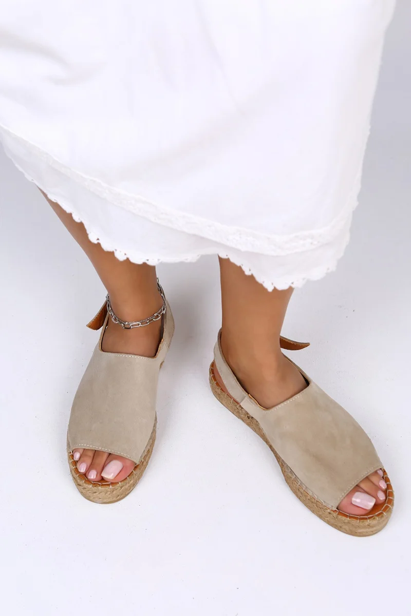 Manijero Manijero Juana Genuine Leather Open Toe Beige Sandals