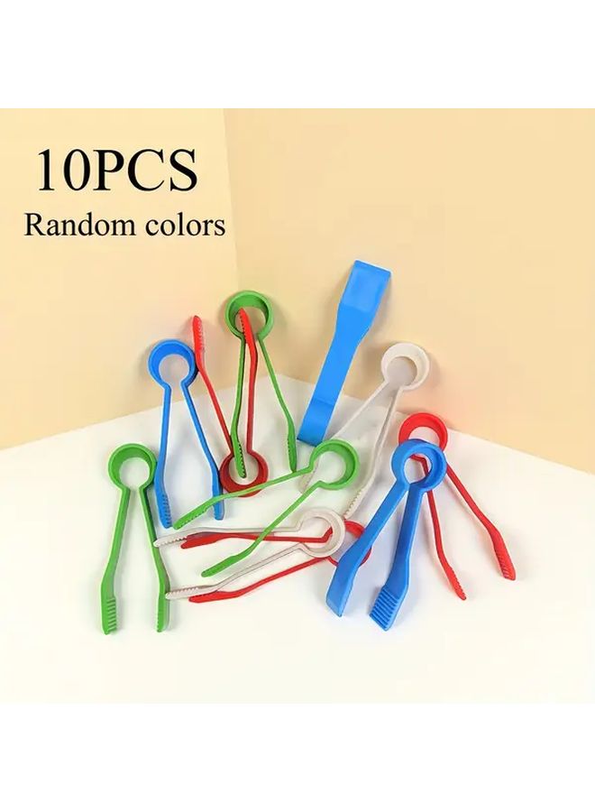 10 Random Colors Plastic Tweezers For Plants Insects Beans Fine Motor Skills - Image 1