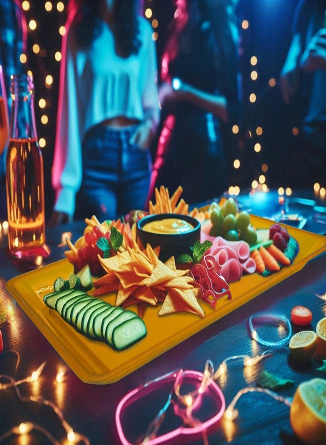 بارتي إسينشالز صينية مستطيلة بلاستيكية شديدة التحمل بألوان زاهية من Party Essentials N121855، طول 12 بوصة × عرض 18 بوصة، برتقالي نيون (عبوة من 6 قطع) - Image 4
