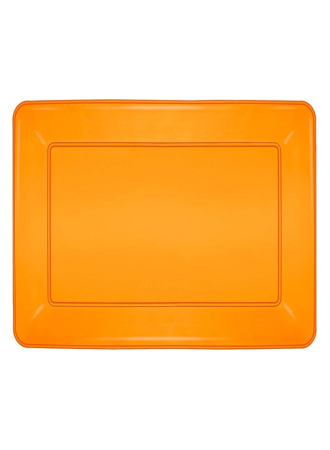بارتي إسينشالز صينية مستطيلة بلاستيكية شديدة التحمل بألوان زاهية من Party Essentials N121855، طول 12 بوصة × عرض 18 بوصة، برتقالي نيون (عبوة من 6 قطع) - Image 1