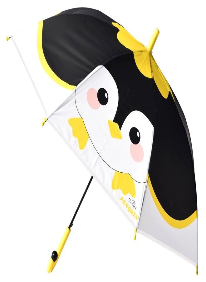 RSAAUD® 3D Animal Print Umbrella for Kids, Animal Theme See Through Umbrella, Zoo Kid and Toddler Umbrella, Zebra ,Owl, Rabbit, Elephant, Duck Penguin Umbrella, Umbrella for Children, Umbrella for Girls and Boys (Black Penguin) - Image 1