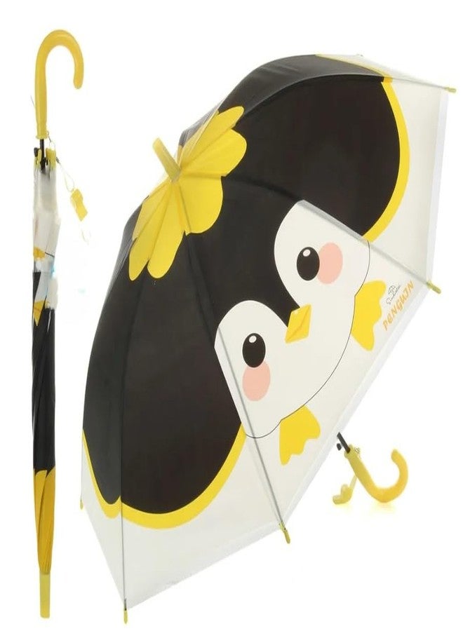 RSAAUD® 3D Animal Print Umbrella for Kids, Animal Theme See Through Umbrella, Zoo Kid and Toddler Umbrella, Zebra ,Owl, Rabbit, Elephant, Duck Penguin Umbrella, Umbrella for Children, Umbrella for Girls and Boys (Black Penguin) - Image 4