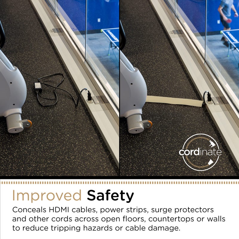 Cordinate 6ft Floor Cord Cover, Cable Protector, Hide Extension Cords, Protect Cords, Prevent Cable Trips, Heavy Duty Cord Hider - Cable Cavity = 0.75" (W) x 0.43" (H) - Tan - Image 3