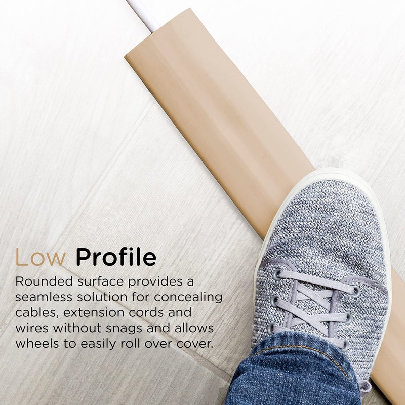 Cordinate 6ft Floor Cord Cover, Cable Protector, Hide Extension Cords, Protect Cords, Prevent Cable Trips, Heavy Duty Cord Hider - Cable Cavity = 0.75" (W) x 0.43" (H) - Tan - Image 5