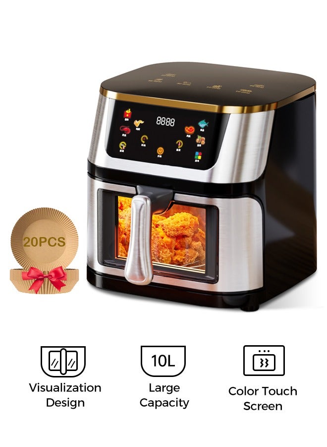 XXL Air Fryer With 10L Basket Smart Color Touch Screen With Rapid Hot Air Circulation For Frying Grilling Broiling Roasting and Baking For Party And Home Use 1400W  - Image 1