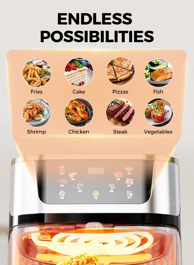 XXL Air Fryer With 10L Basket Smart Color Touch Screen With Rapid Hot Air Circulation For Frying Grilling Broiling Roasting and Baking For Party And Home Use 1400W  - Image 2