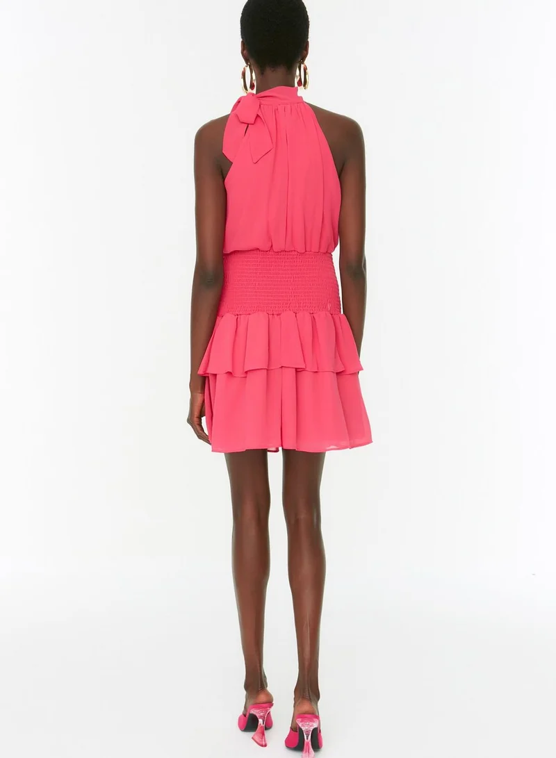 trendyol Halter Neck Ruffle Hem Dress