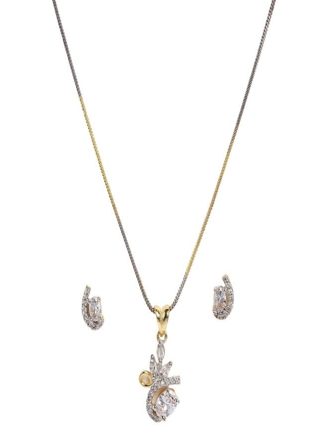 KENNICE Gold-Plated American Diamond Necklace with Earrings, Bracelet and Ring Jewellery Set for Girls and Women - Image 5