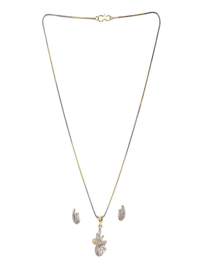 KENNICE Gold-Plated American Diamond Necklace with Earrings, Bracelet and Ring Jewellery Set for Girls and Women - Image 1
