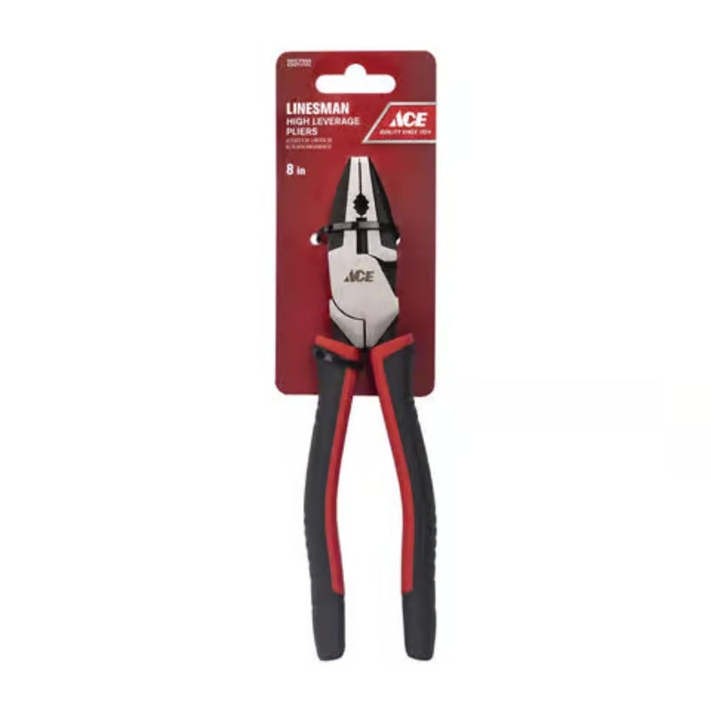 ACE Linesman High Leverage Pliers 8 Inch – Heavy-Duty Wire Cutting and Gripping Tool