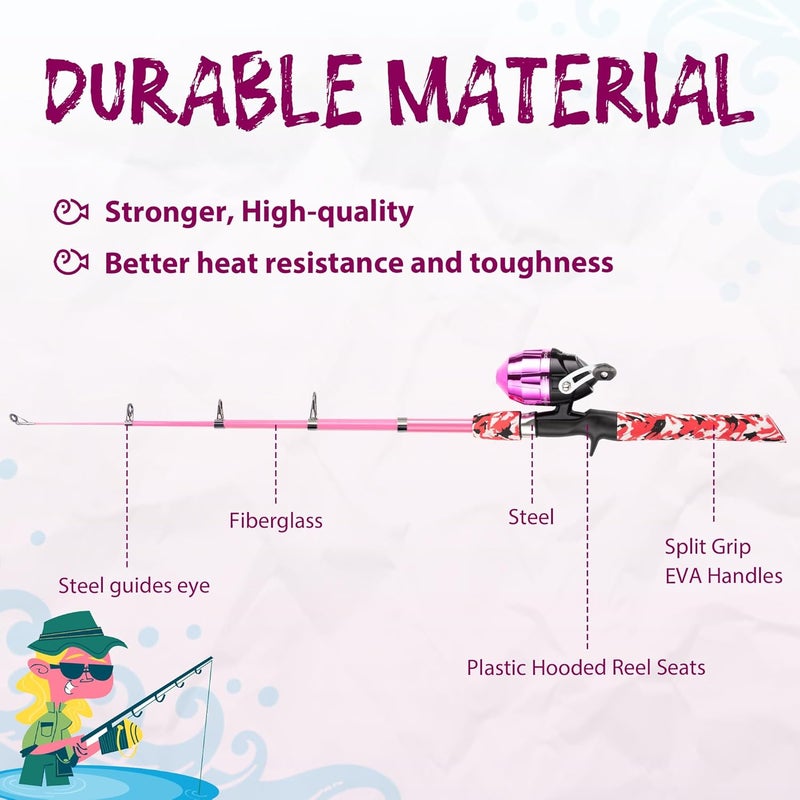 WIDDEN Kids Fishing Pole, Portable Telescopic Kids Fishing Poles for Boys and Girls, Fishing Rod and Reel Combo Kit with Tackle Box, and Fishing Net, Best Fishing Pole for Toddler Youth - Image 5