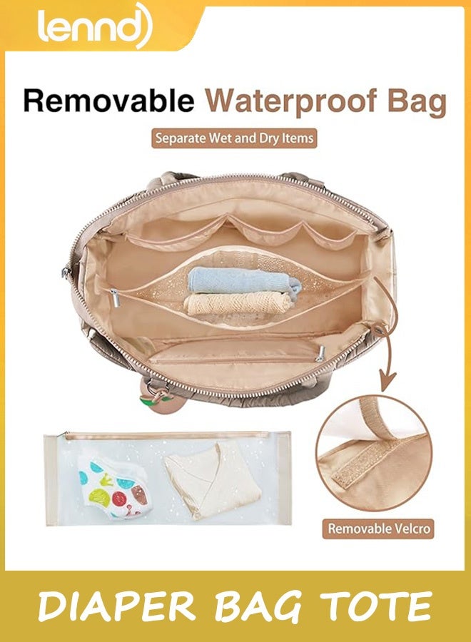 لينند حقيبة حفاضات كبيرة، حقيبة حفاضات أطفال، حقيبة مستشفى، حقيبة سفر كبيرة للأمهات - Image 3