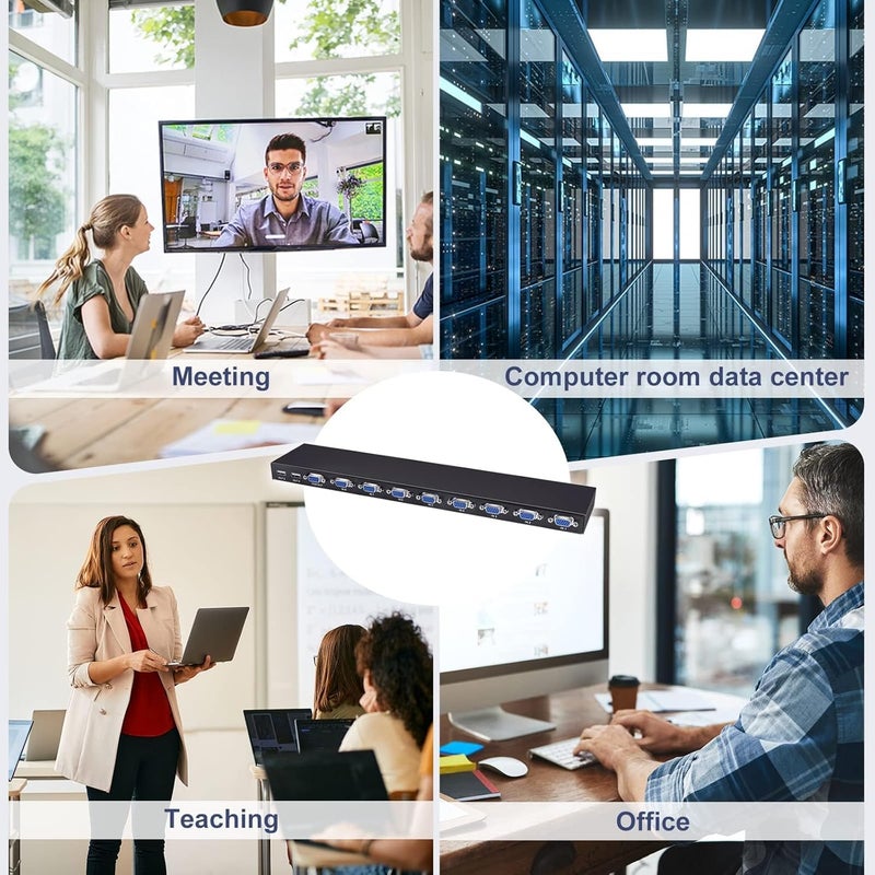 ETZIN VGA KVM Switch 8 Ports Switch with Remote,USB Switcher 8 Computers Share 1 Monitor 4 USB 2.0 Hubs,Keyboard Mouse Printer,8 KVM VGA Cables 1 Desktop Controller 1 IR Remote EPL-1437H - Image 5