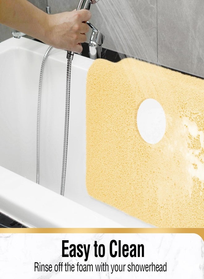 HITSLAM Square Shower Mat, 24 x 24 Inch Non Slip Bath Mat for Tub, Soft PVC Loofah Bathtub Mats with Drain Holes, Quick Drying Bathroom Stall Floor Mat, Bathroom Accessories Without Suction Cup, Beige - Image 5