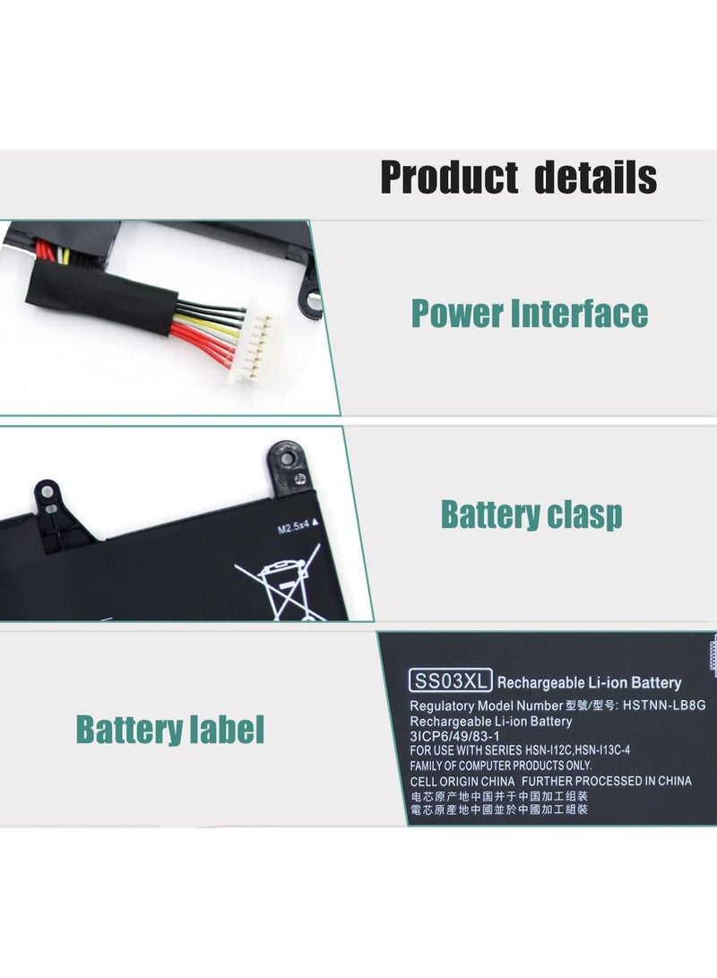 Terabyte SS03XL Laptop Battery for HP EliteBook 730 735 740 745 830 840 846 G5 G6 ZBOOK 14U G5 G6 MT44 MT45 Mobile Thin Client HSTNN-LB8G HSTNN-DB8J HSN-I12C HSN-I111 3 C-4 HSTNN-4 IB8C SS03, 11.4V 47Wh - Image 2