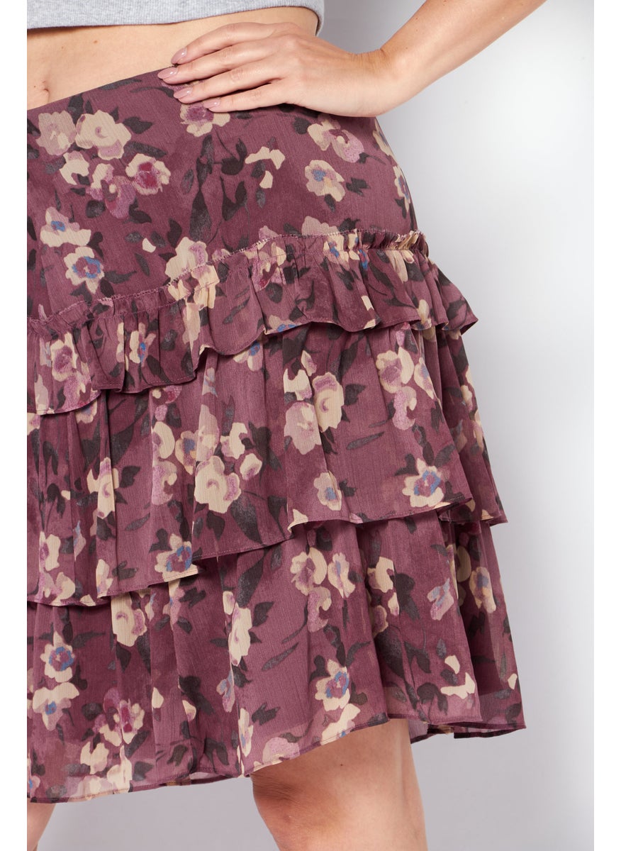 Women Floral Print Mini Skirt, Purple - pzsku/Z97E69D30D12FCC56E97AZ/45/_/1724350897/6ace50dc-2a94-4f23-afff-eec64c682938