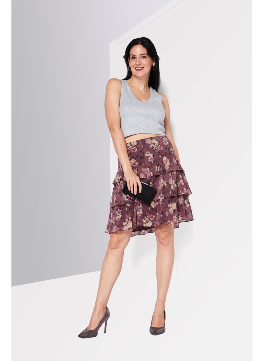 Women Floral Print Mini Skirt, Purple - pzsku/Z97E69D30D12FCC56E97AZ/45/_/1728336967/3bdd9a9e-db6c-4d7a-8b60-b295f827f8bb