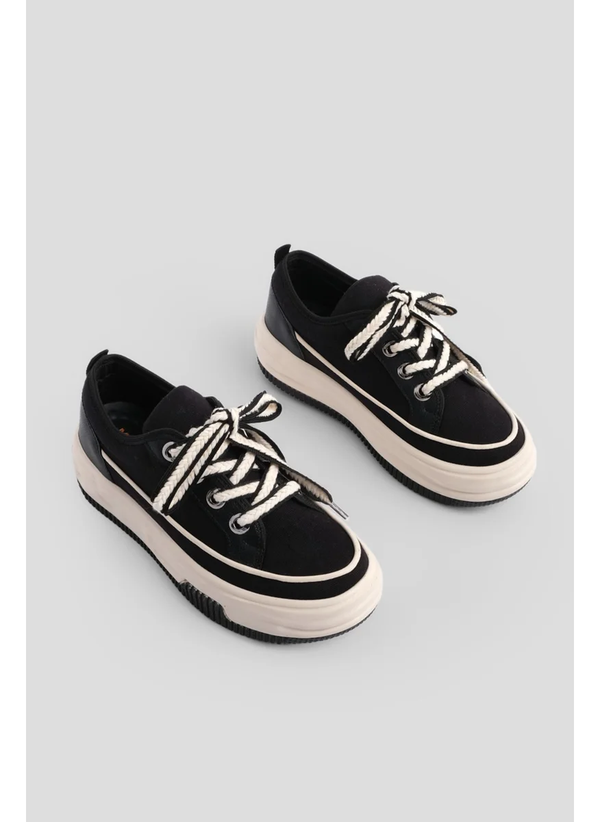 مارجين Margin Women's Sneaker Sports Shoes Linen Fabric Lace Up Hesna
