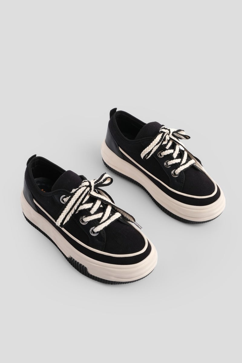 MARJIN Margin Women's Sneaker Sports Shoes Linen Fabric Lace Up Hesna  - Image 2