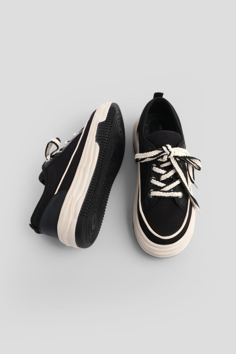 MARJIN Margin Women's Sneaker Sports Shoes Linen Fabric Lace Up Hesna  - Image 4