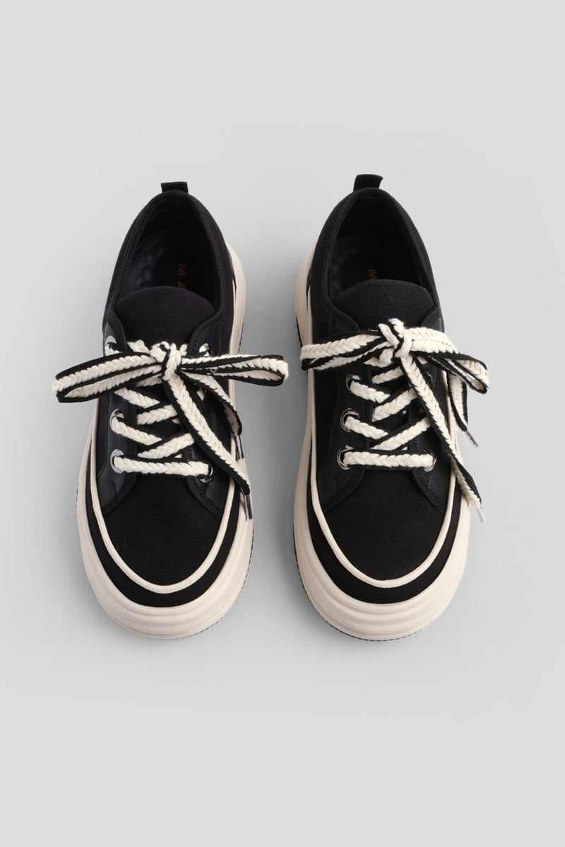 MARJIN Margin Women's Sneaker Sports Shoes Linen Fabric Lace Up Hesna  - Image 3