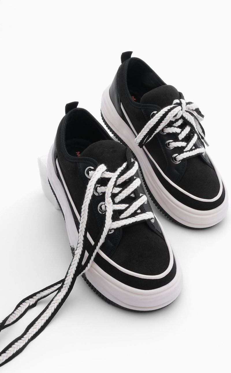 MARJIN Margin Women's Sneaker Sports Shoes Linen Fabric Lace Up Hesna  - Image 1