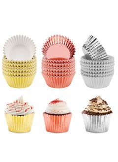 Bukela Foil Cupcake Liners Metallic Muffin Paper Cases Baking Cups Gold Silver Rose Gold Pack of 300  - Image 5