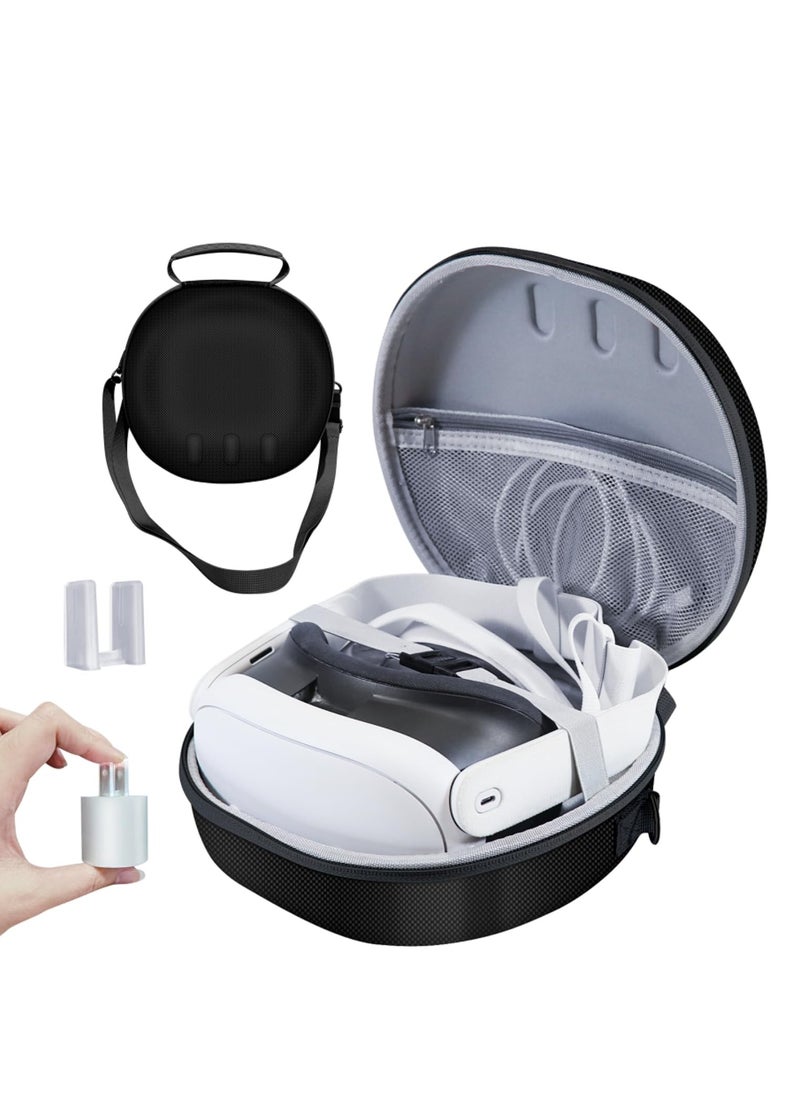 Generic HardShell Storage Bag Portable Hard Carry Bag Shockproof Anti-Scratch With Shoulder Strap for Meta Quest3 VR Glasses Accessories (Black)  - Image 2
