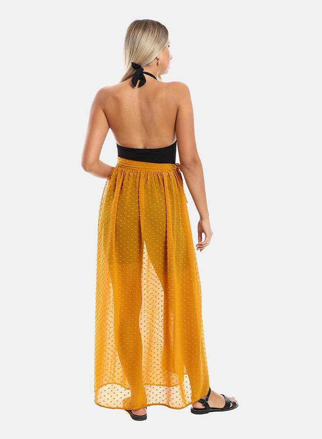 kady Jamila women wrapped up self stitches cover up ,mustard-xxl - Image 3